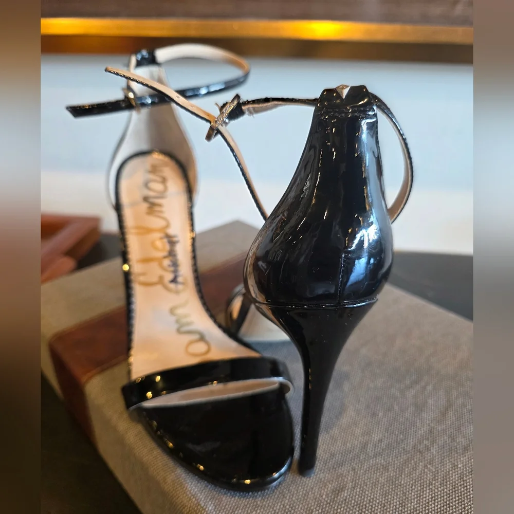 Black Patent Leather Stiletto Heels - Picture 4 of 7